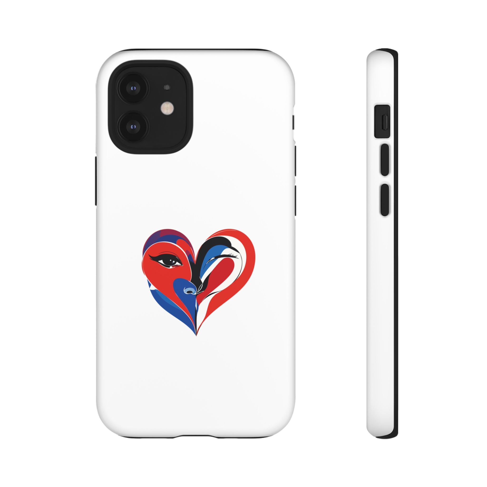 Heart Face Phone Case Red & Blue Abstract Love Design