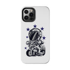 Astronaut Biker Tough Phone Case Retro Space Helmet Rider with Stars