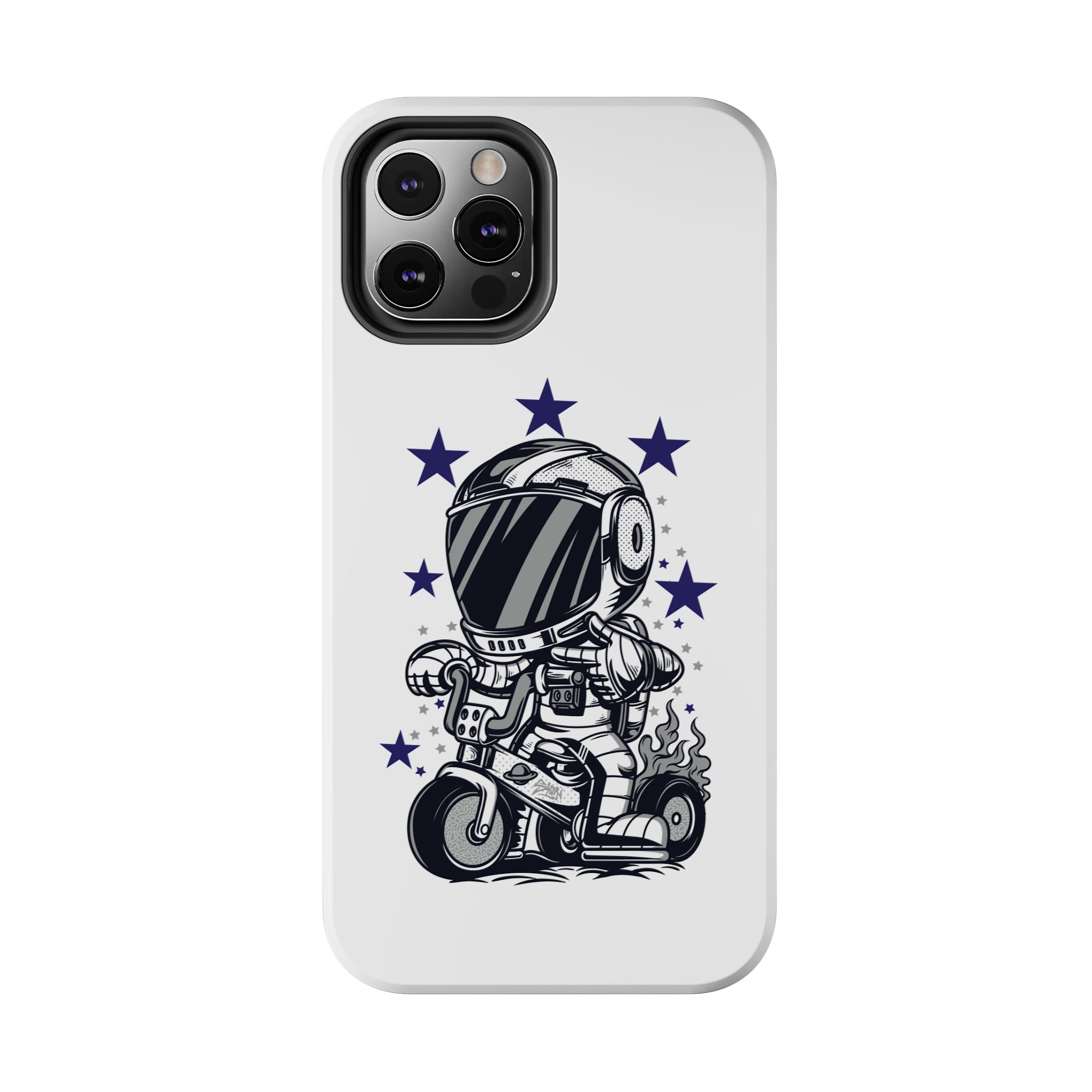 Astronaut Biker Tough Phone Case Retro Space Helmet Rider with Stars