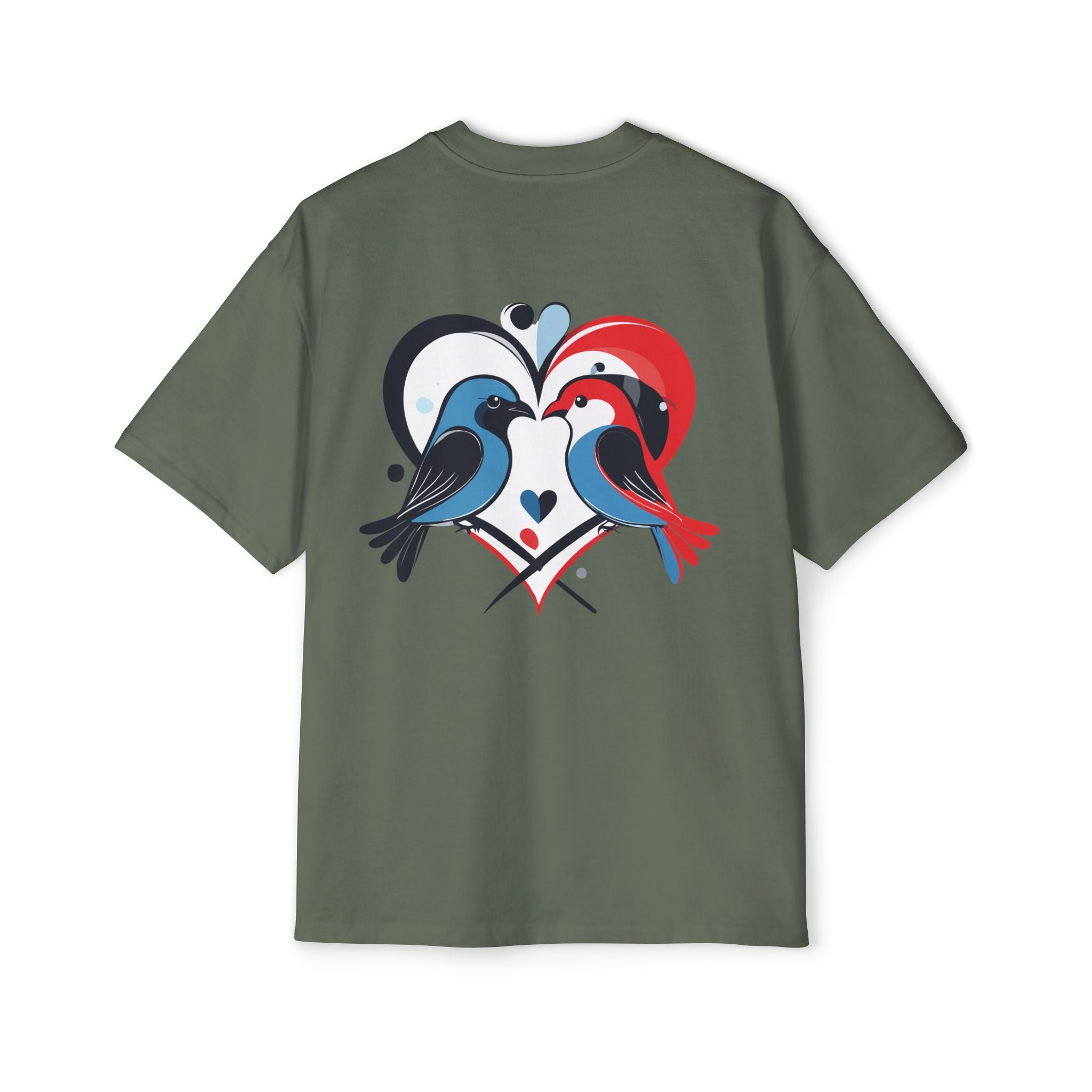T-Shirt Patriotic Love and Romantic Birds Heart Graphic Tee