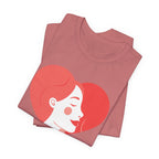 Heart Profile Tee - Minimal Romantic Woman Illustration T-Shirt