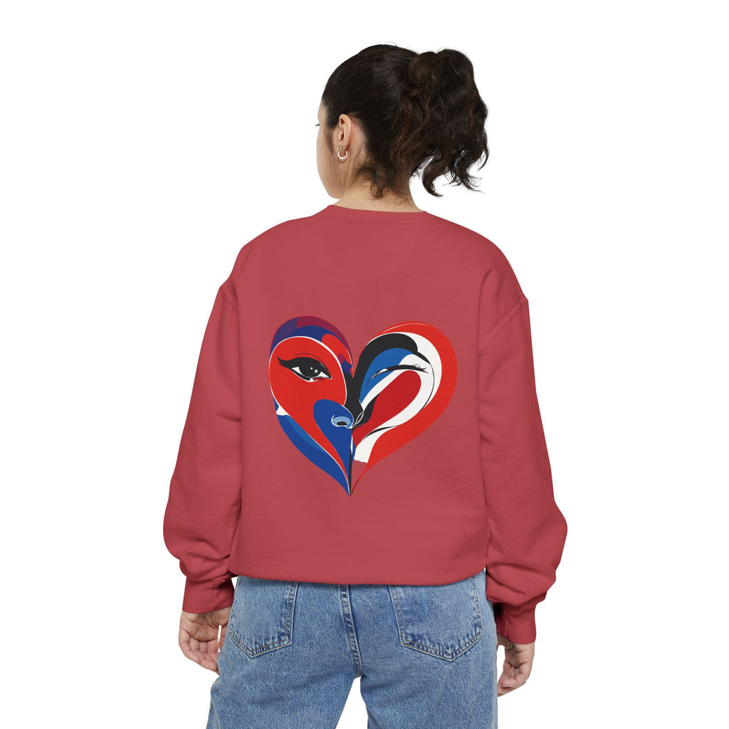 Heart Portrait Sweatshirt Artistic Dual-Face Love Graphic