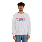 LOVE Floral Crewneck Sweatshirt Heart Pattern Cozy Pullover