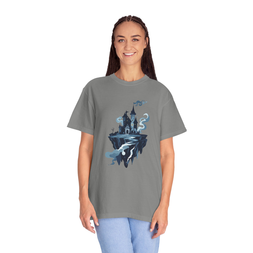 Floating Haunted Castle T‑Shirt Spooky Gothic Fantasy Tee