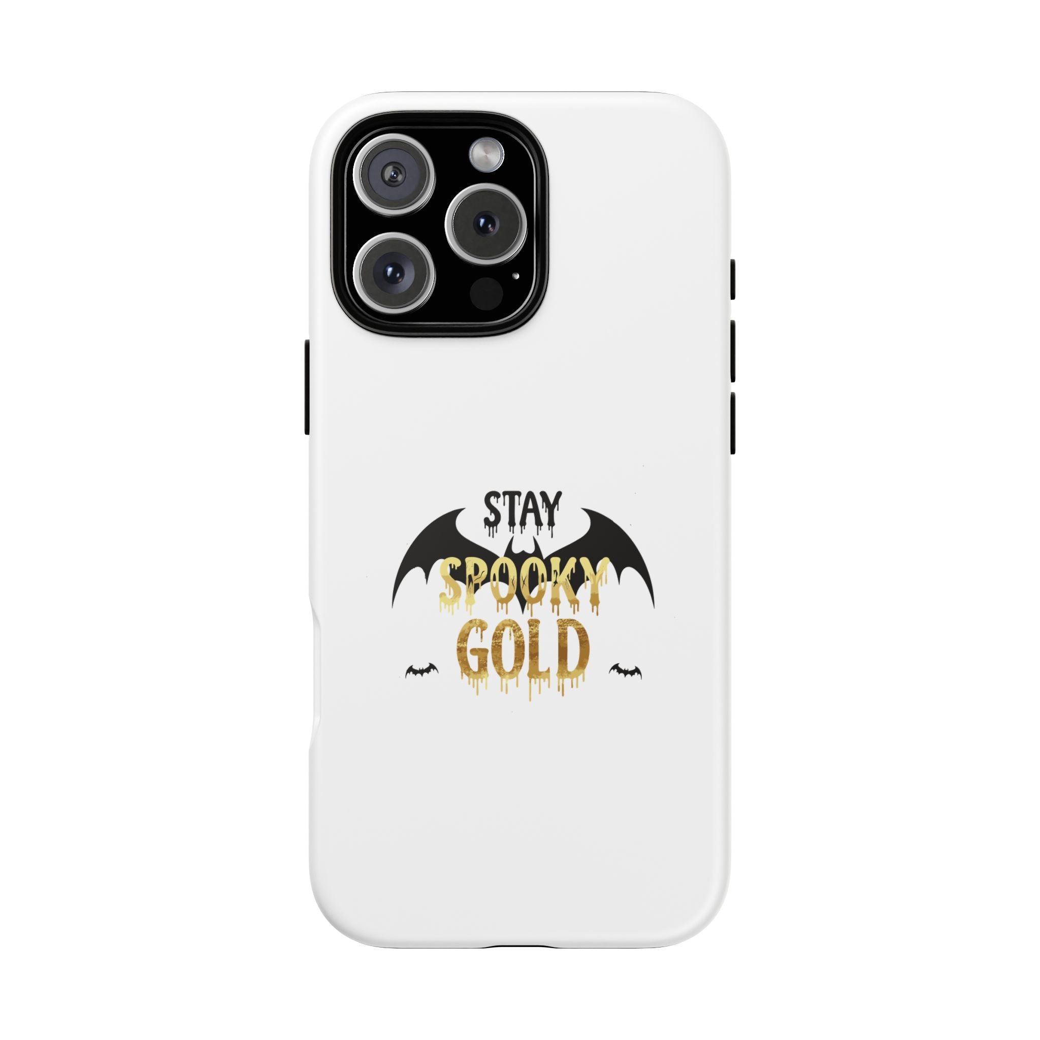 Stay Spooky Gold Phone Case Halloween Bat Design