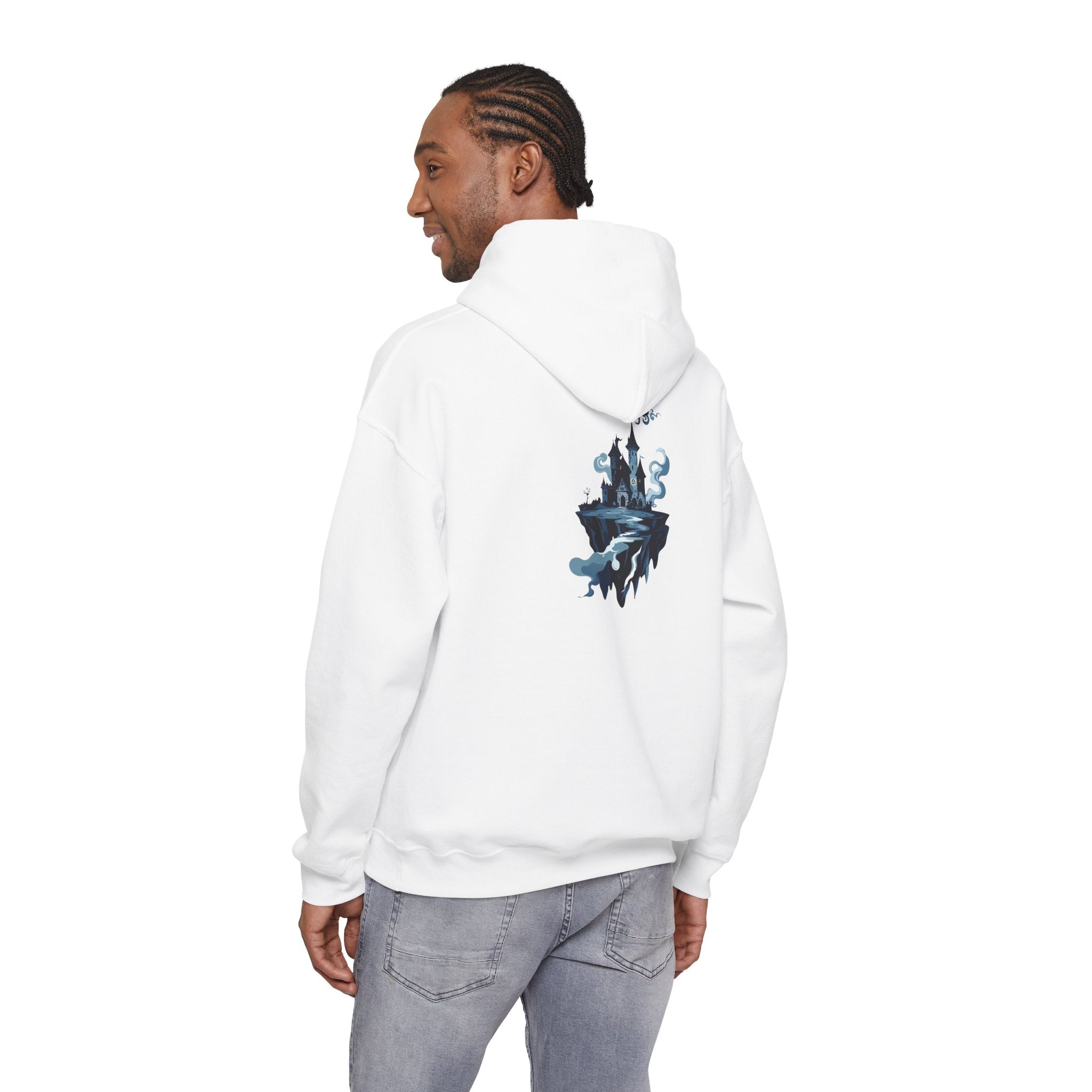 Castle Island Hoodie Floating Gothic Castle Graphic Hooded Sweatshirt