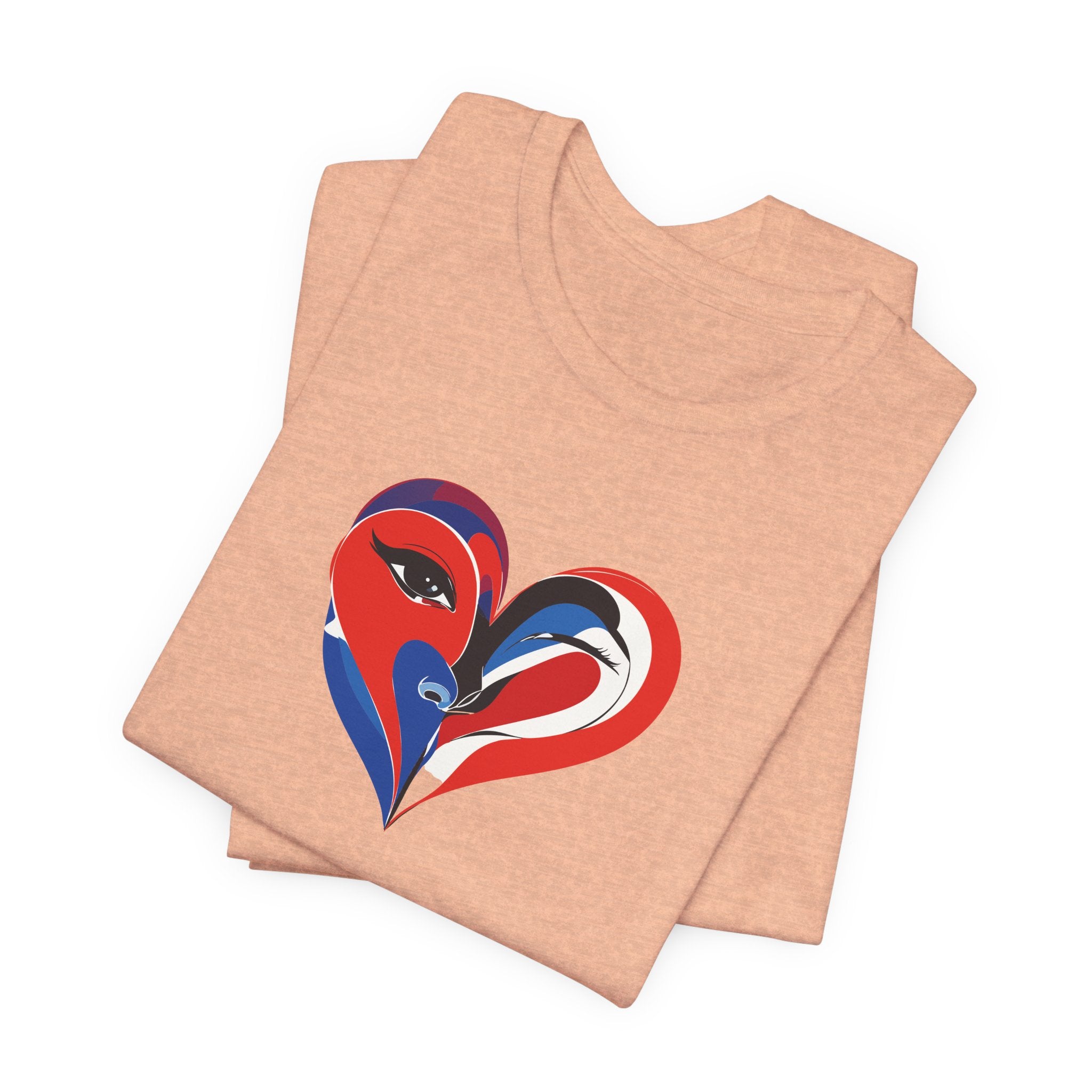 Heart Portrait Tee Romantic Face Heart Graphic T‑Shirt