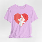 Heart Profile Tee - Minimal Romantic Woman Illustration T-Shirt