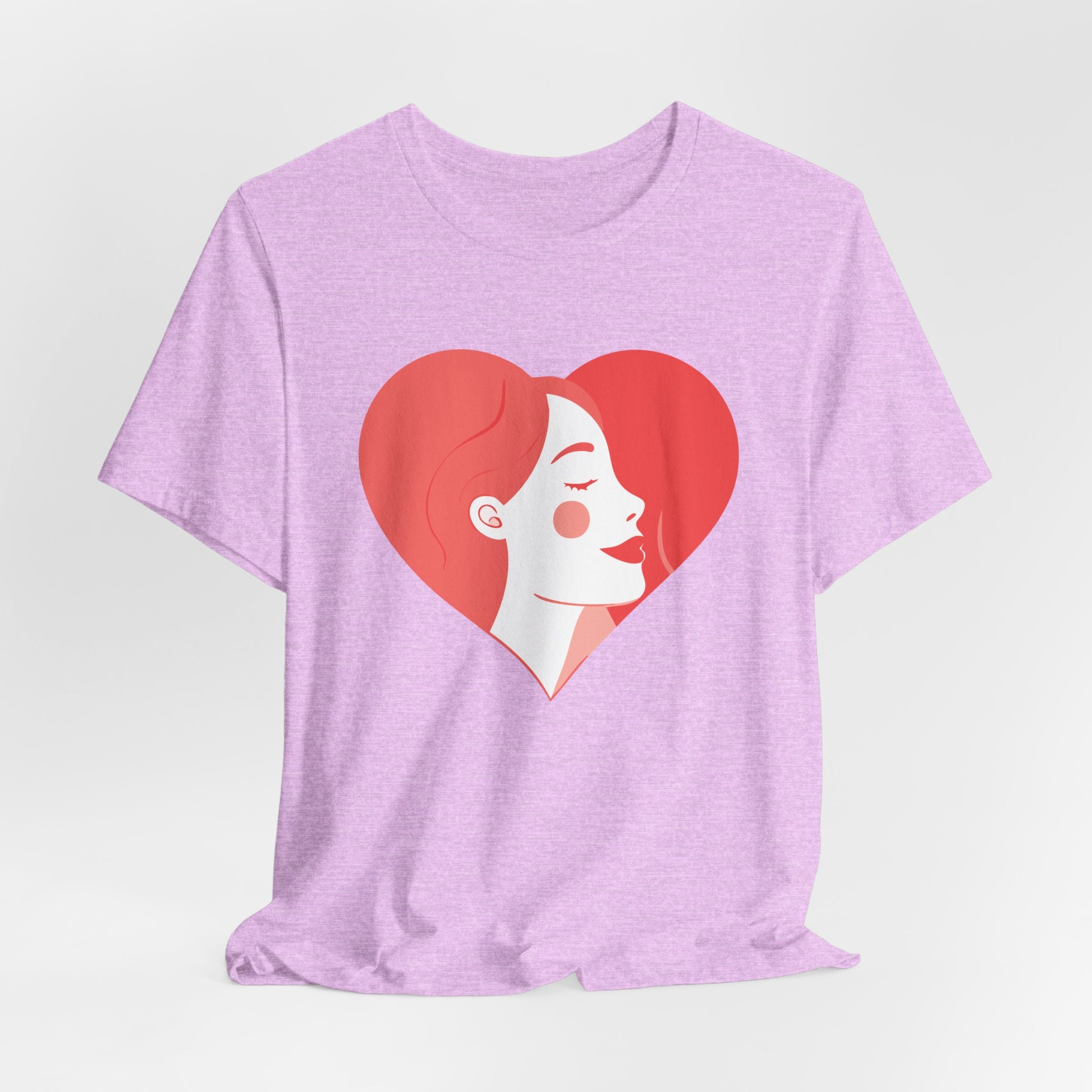 Heart Profile Tee - Minimal Romantic Woman Illustration T-Shirt