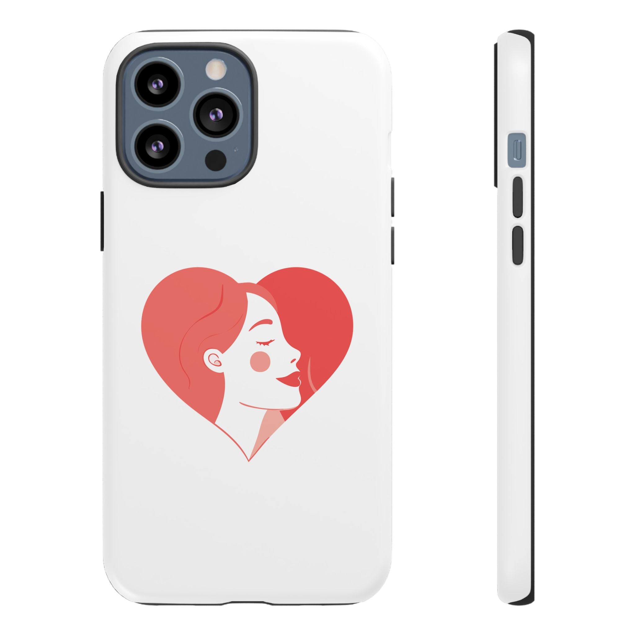 Phone Case — Minimal Heart Portrait Protective Tough Case (Pink Girly Love Design)