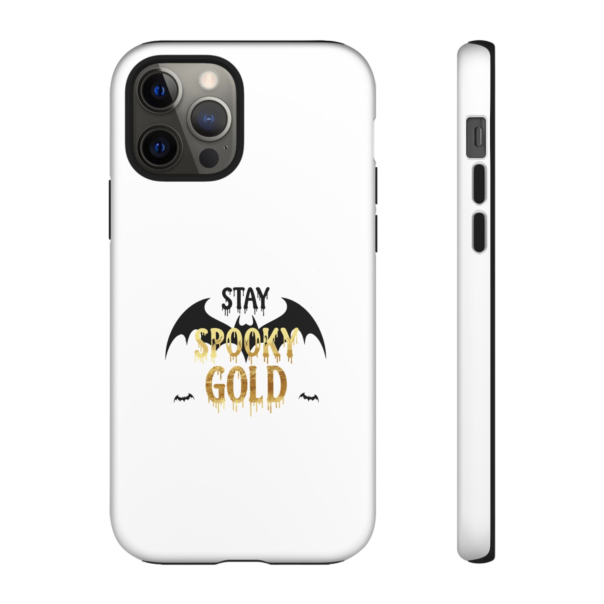 Stay Spooky Gold Phone Case Halloween Bat Design