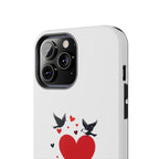 Tough Phone Case Red Dripping Heart with Doves Valentine's Protection