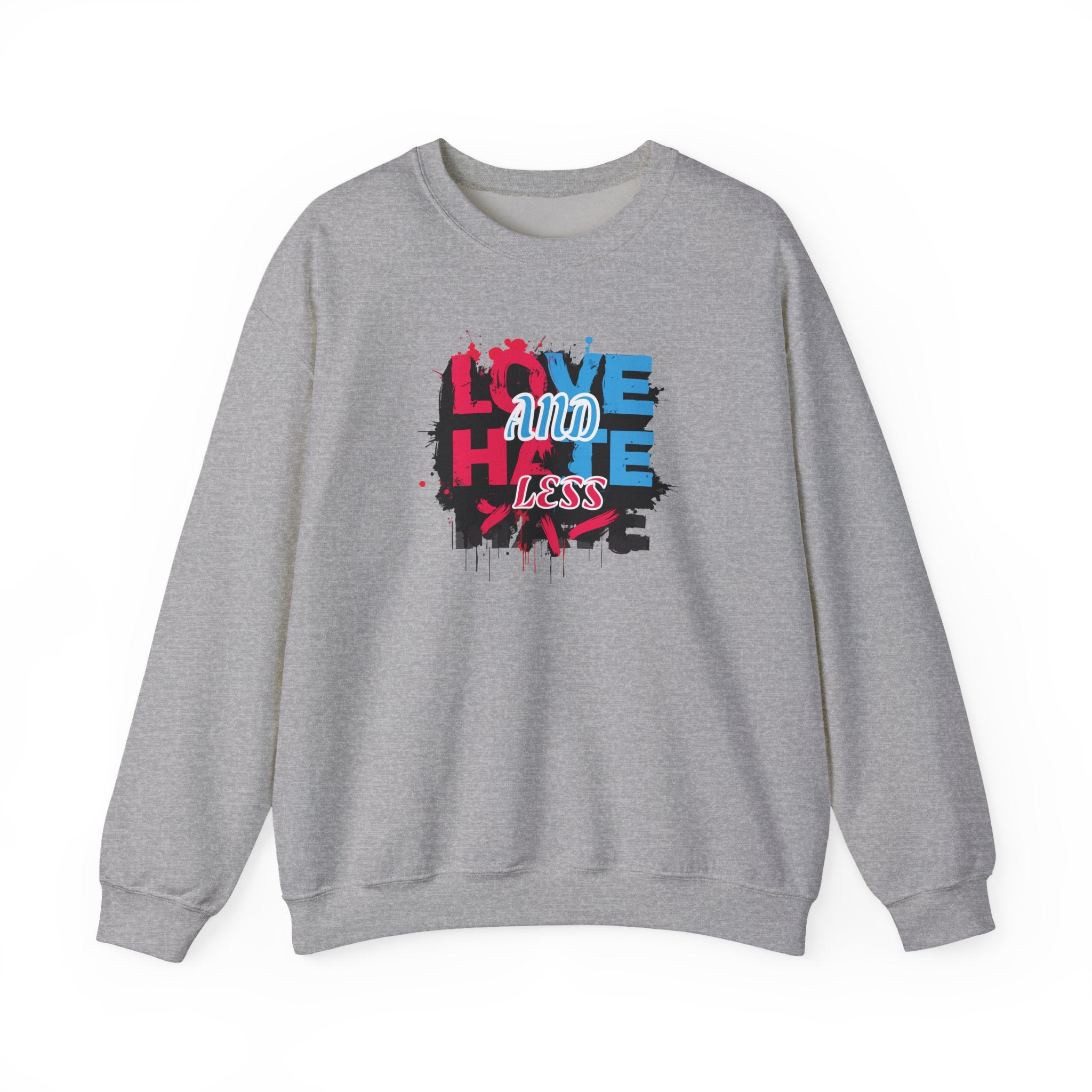 Crewneck Sweatshirt 'Love and Less Hate' Graffiti Heart Design