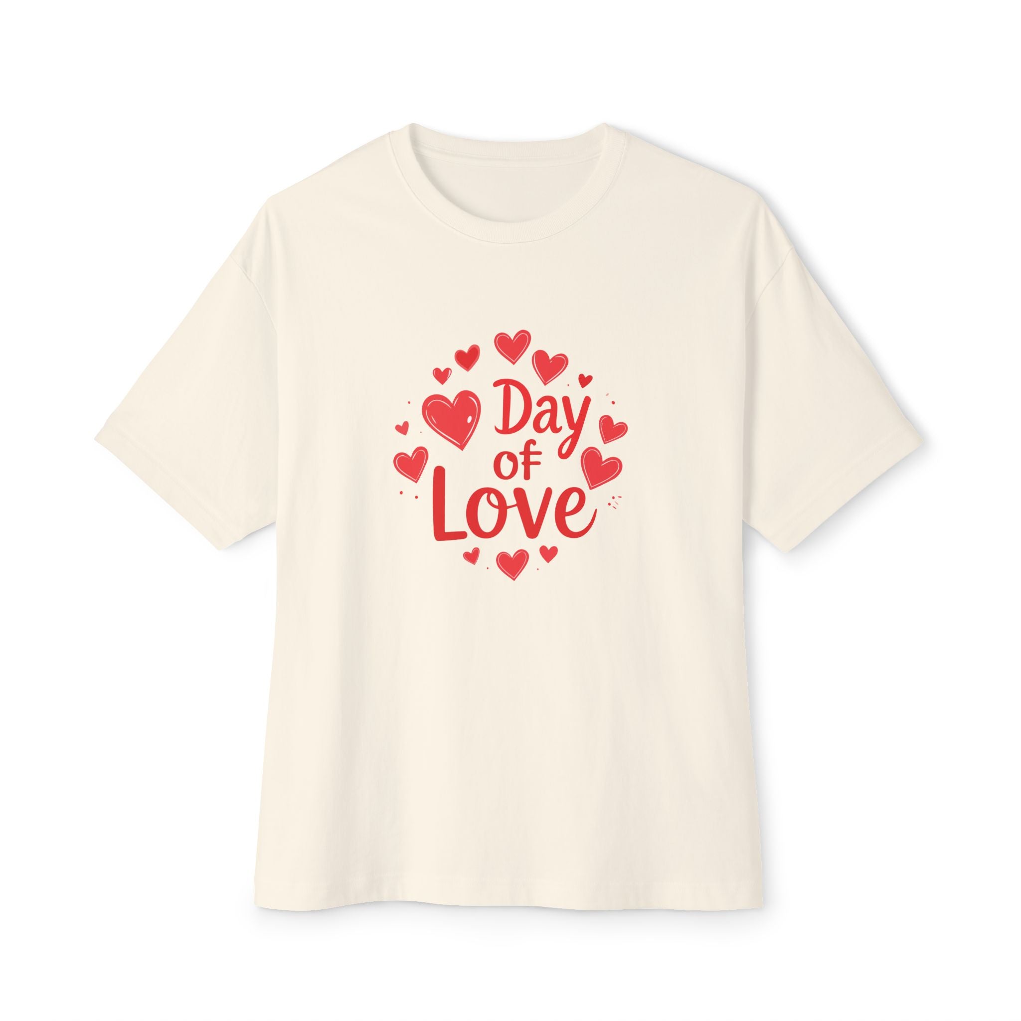 Day of Love Oversized Tee — Valentine’s Heart Graphic T‑Shirt