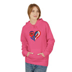 Patriotic Heart Face Hoodie Red White Blue Love Graphic