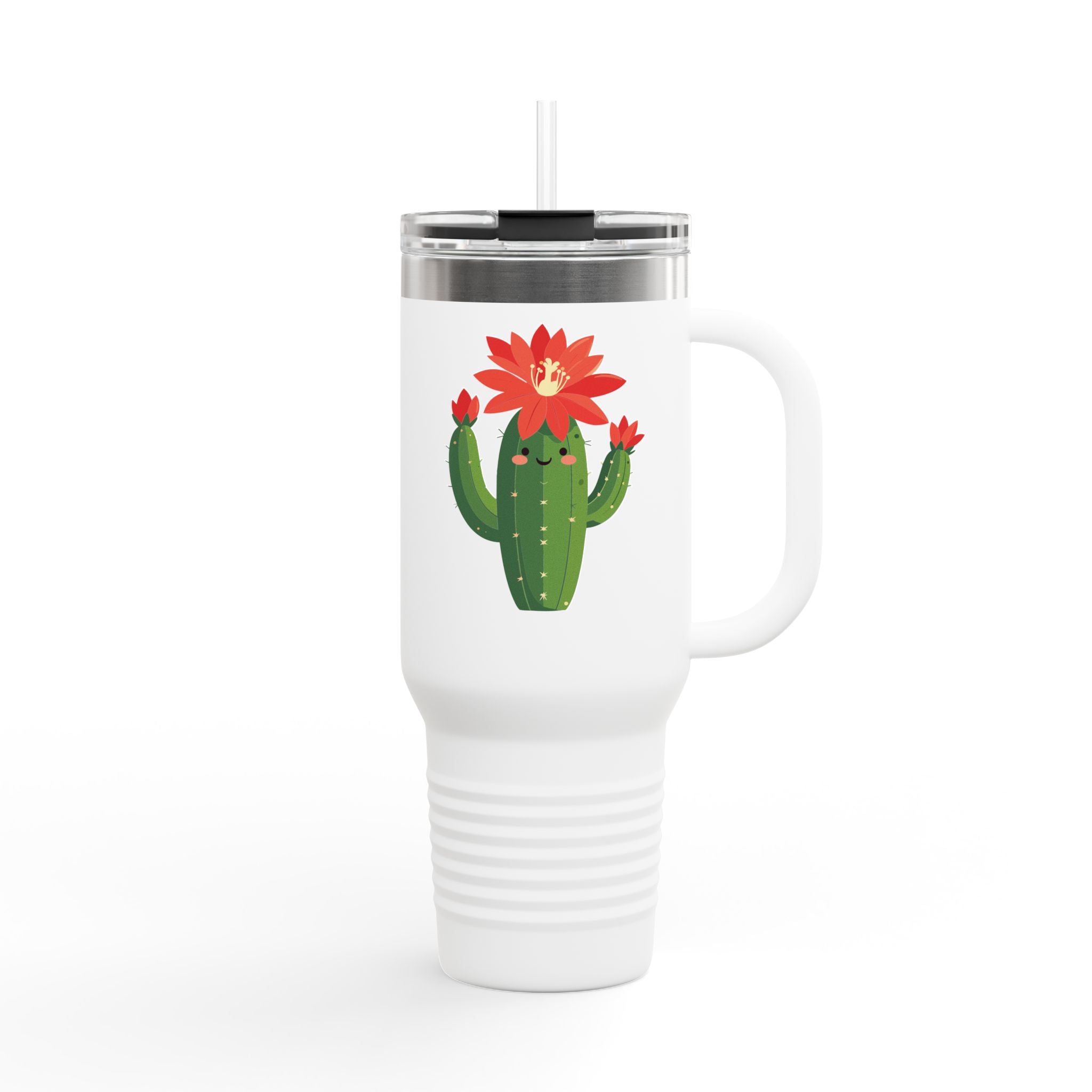 Cactus Flower 40oz Insulated Travel Mug Cute Sunny Succulent Tumbler