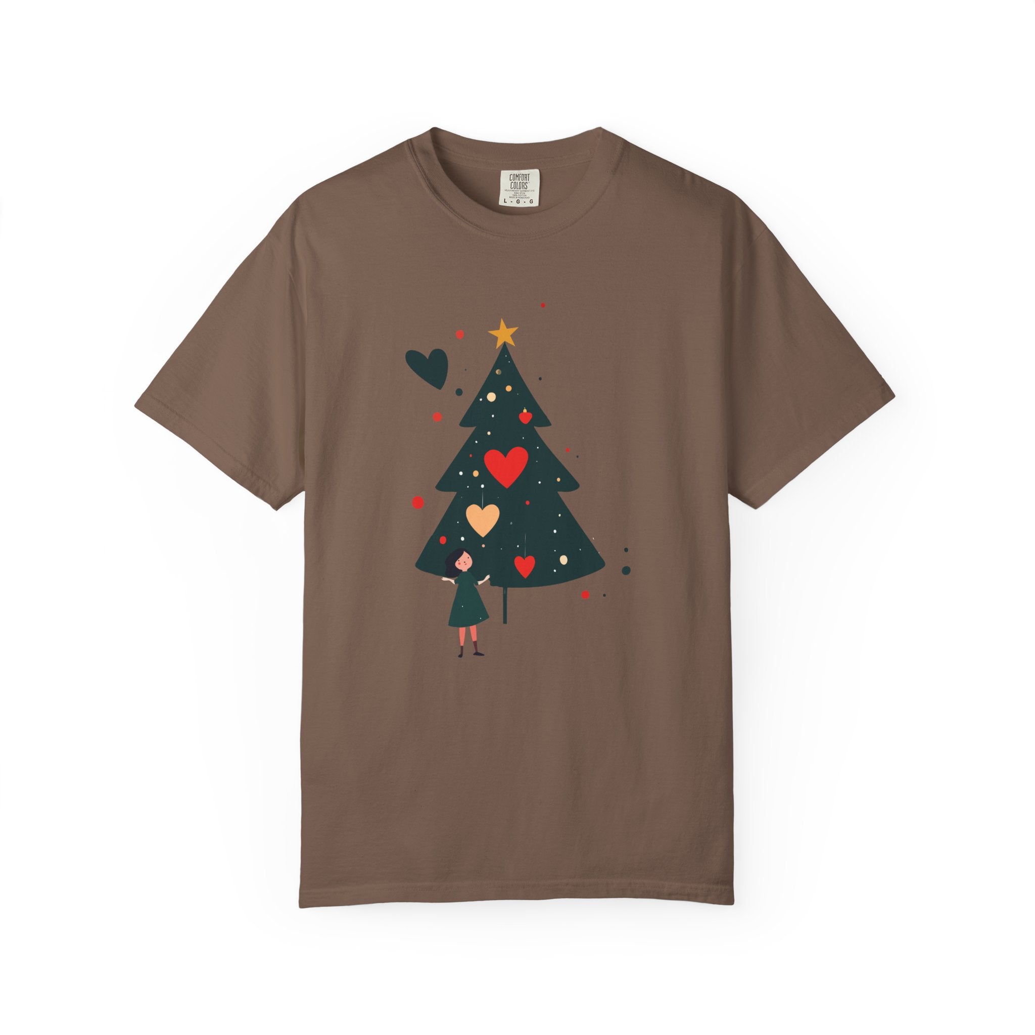 Christmas Tree Hearts T-Shirt — Cute Holiday Tree with Hearts Graphic