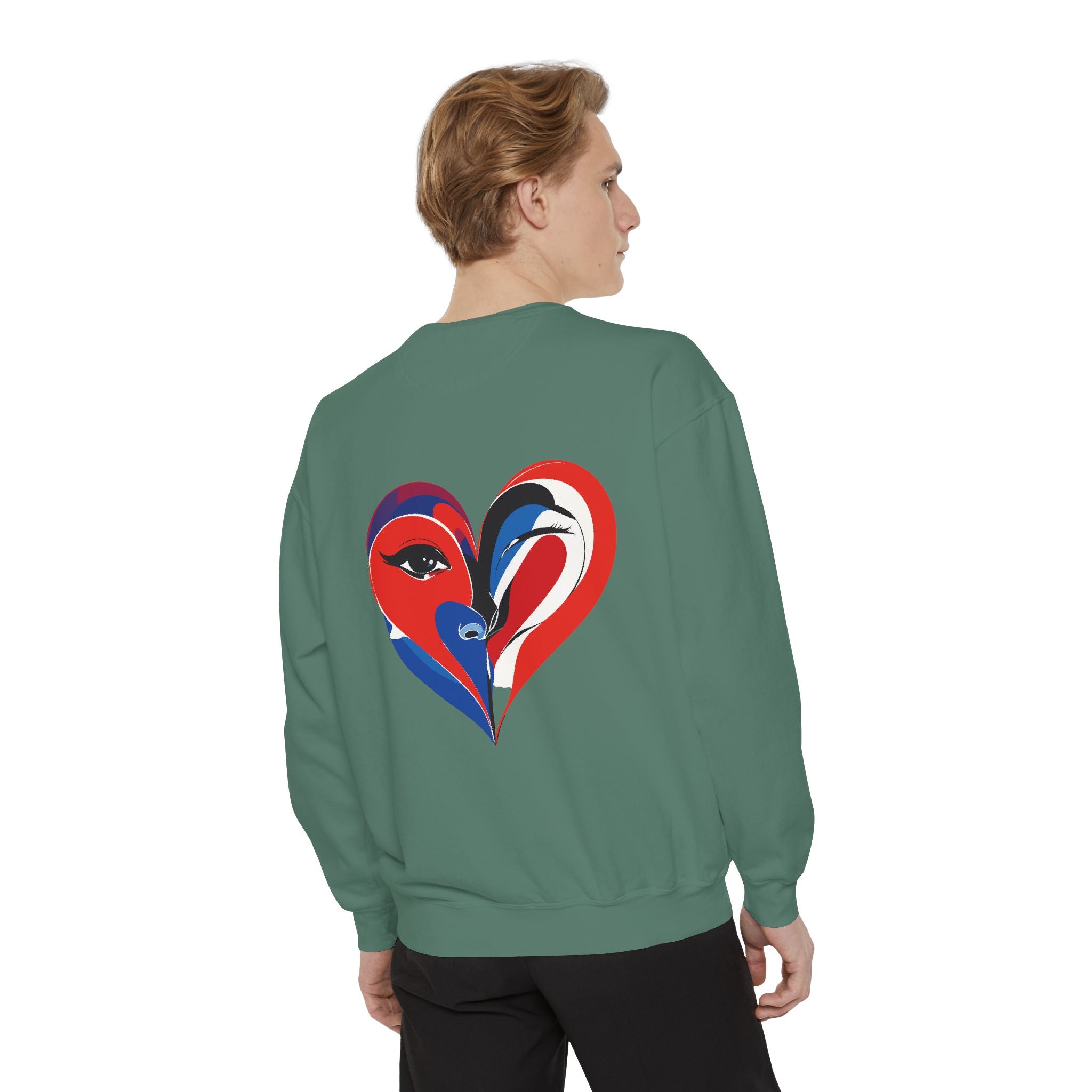 Heart Portrait Sweatshirt Artistic Dual-Face Love Graphic