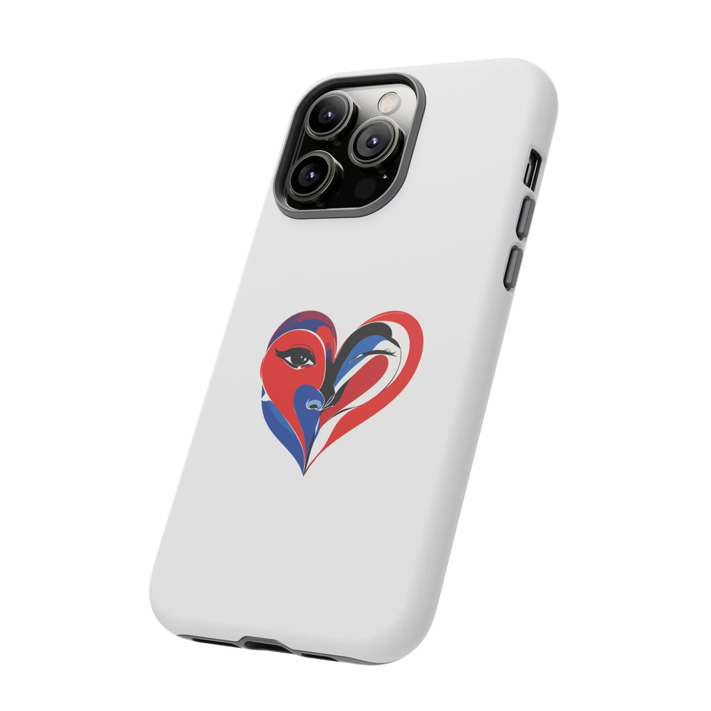 Heart Face Phone Case Red & Blue Abstract Love Design