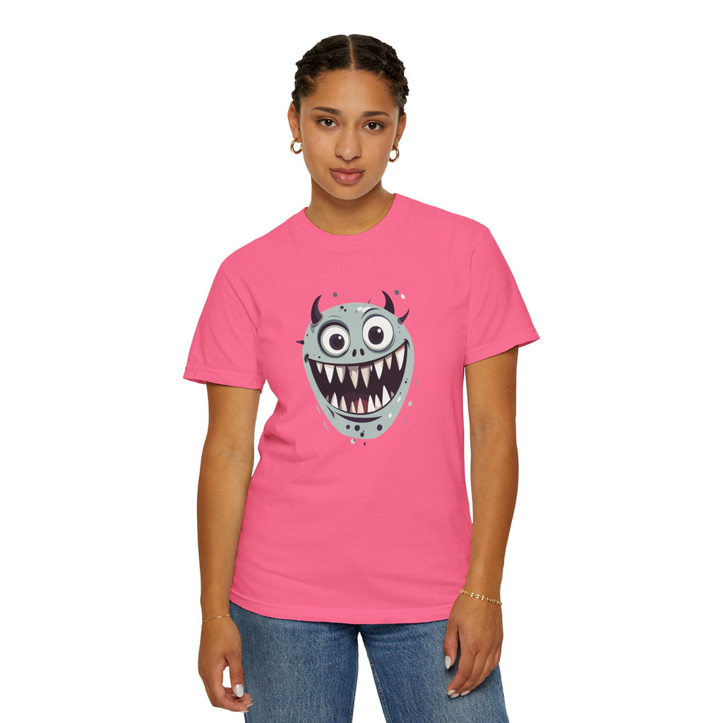 Monster Face T-Shirt Funny Creepy Grinning Monster Graphic Tee