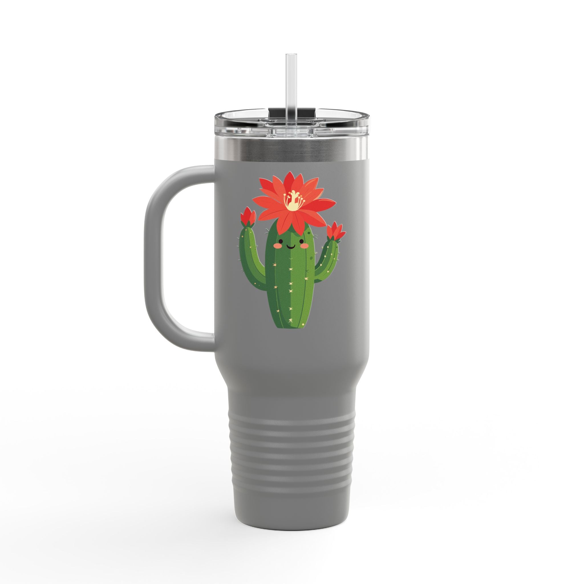 Cactus Flower 40oz Insulated Travel Mug Cute Sunny Succulent Tumbler
