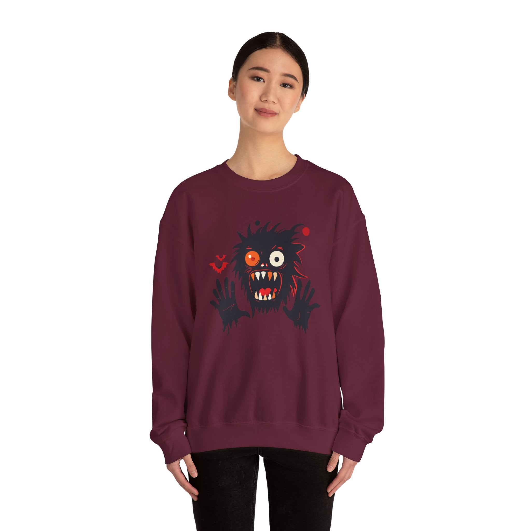 Halloween Monster Crewneck Sweatshirt Spooky Cute Monster Graphic