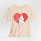 Heart Profile Tee - Minimal Romantic Woman Illustration T-Shirt