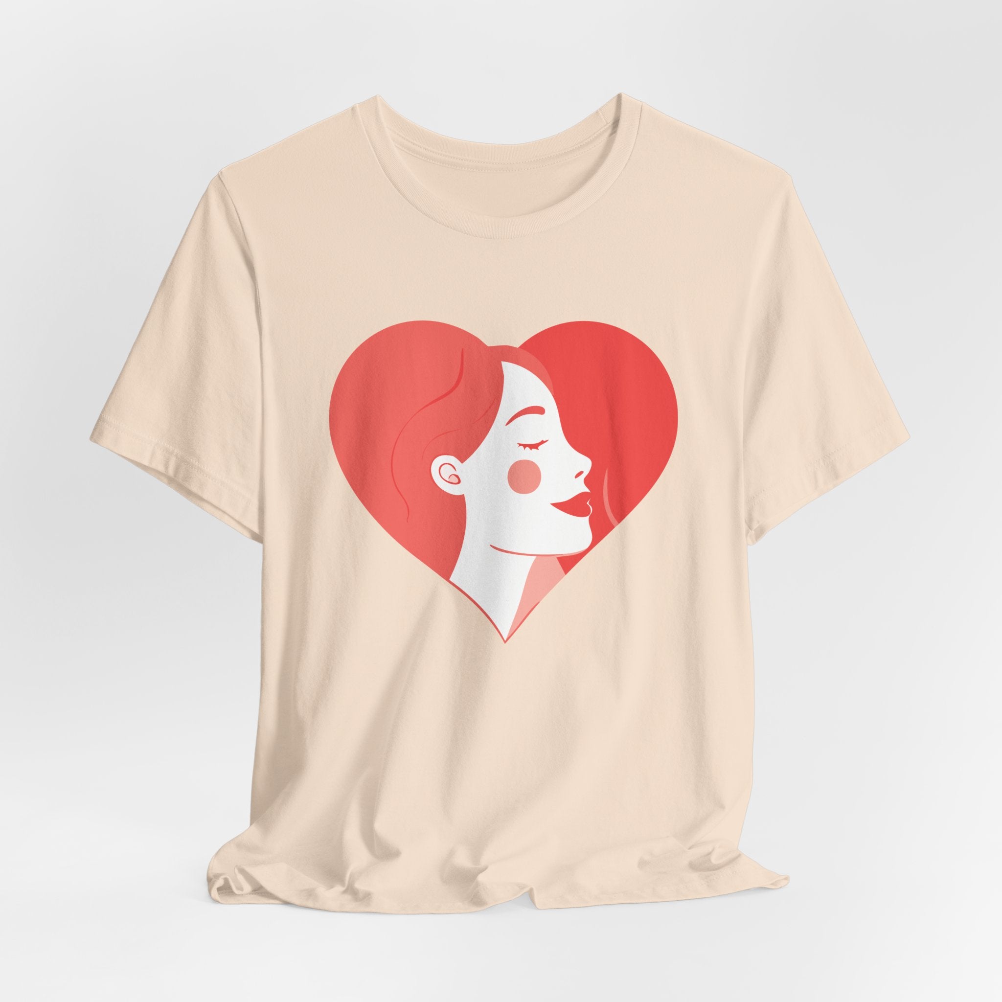 Heart Profile Tee - Minimal Romantic Woman Illustration T-Shirt