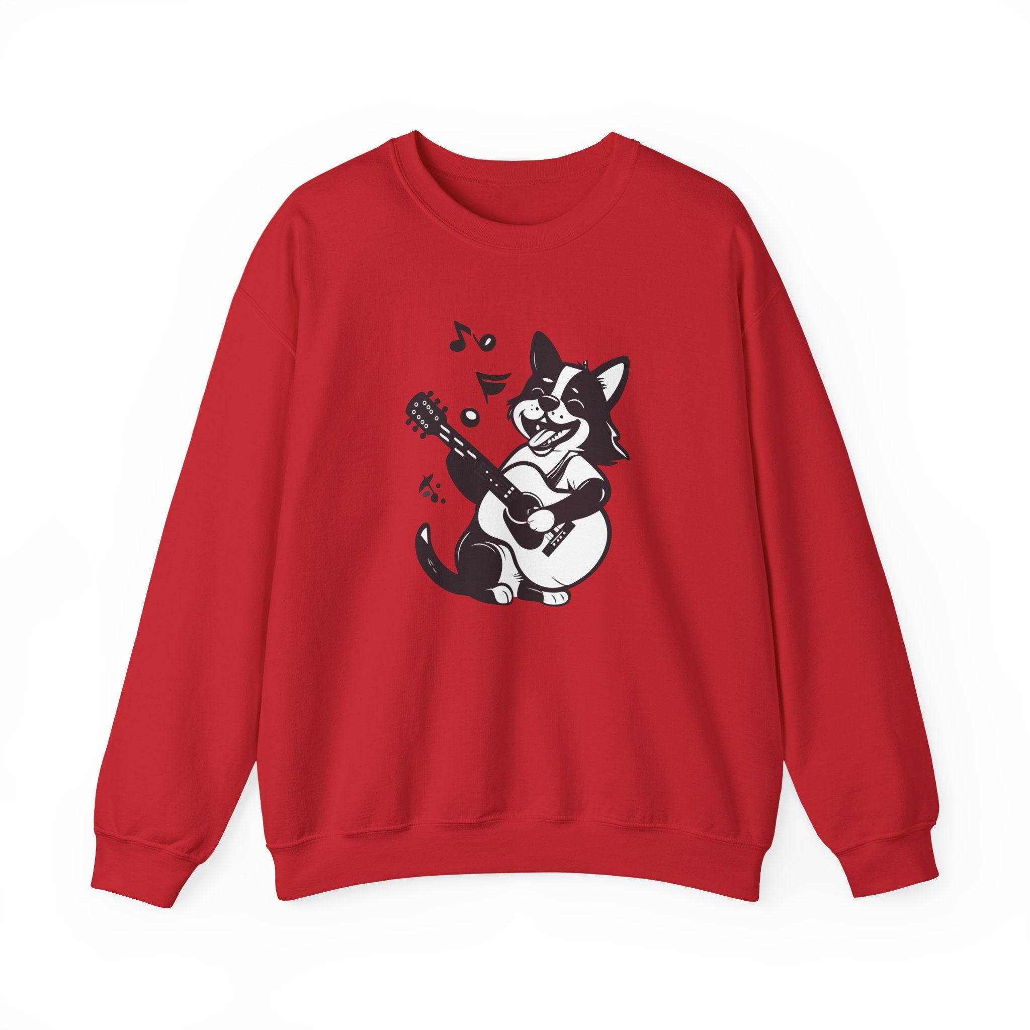Corgi Playing Guitar Sweatshirt Cute Musical Dog Crewneck