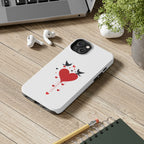 Tough Phone Case Red Dripping Heart with Doves Valentine's Protection