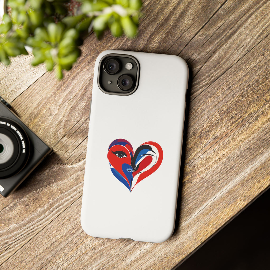 Heart Face Phone Case Red & Blue Abstract Love Design