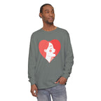 Heart Portrait Long Sleeve Tee — Romantic Red Lady Graphic