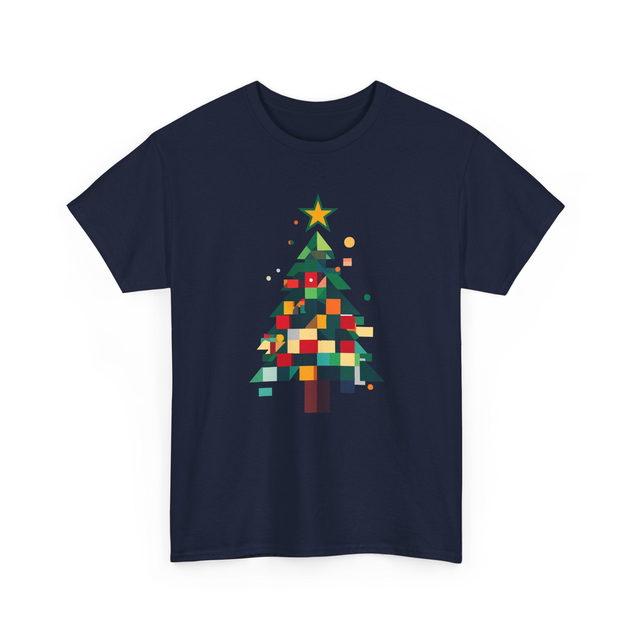 Christmas Tree Graphic Tee Modern Pixelated Holiday T-Shirt