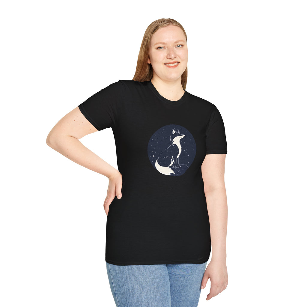 Fox Moon T‑Shirt Minimal Night Sky Fox Graphic Tee