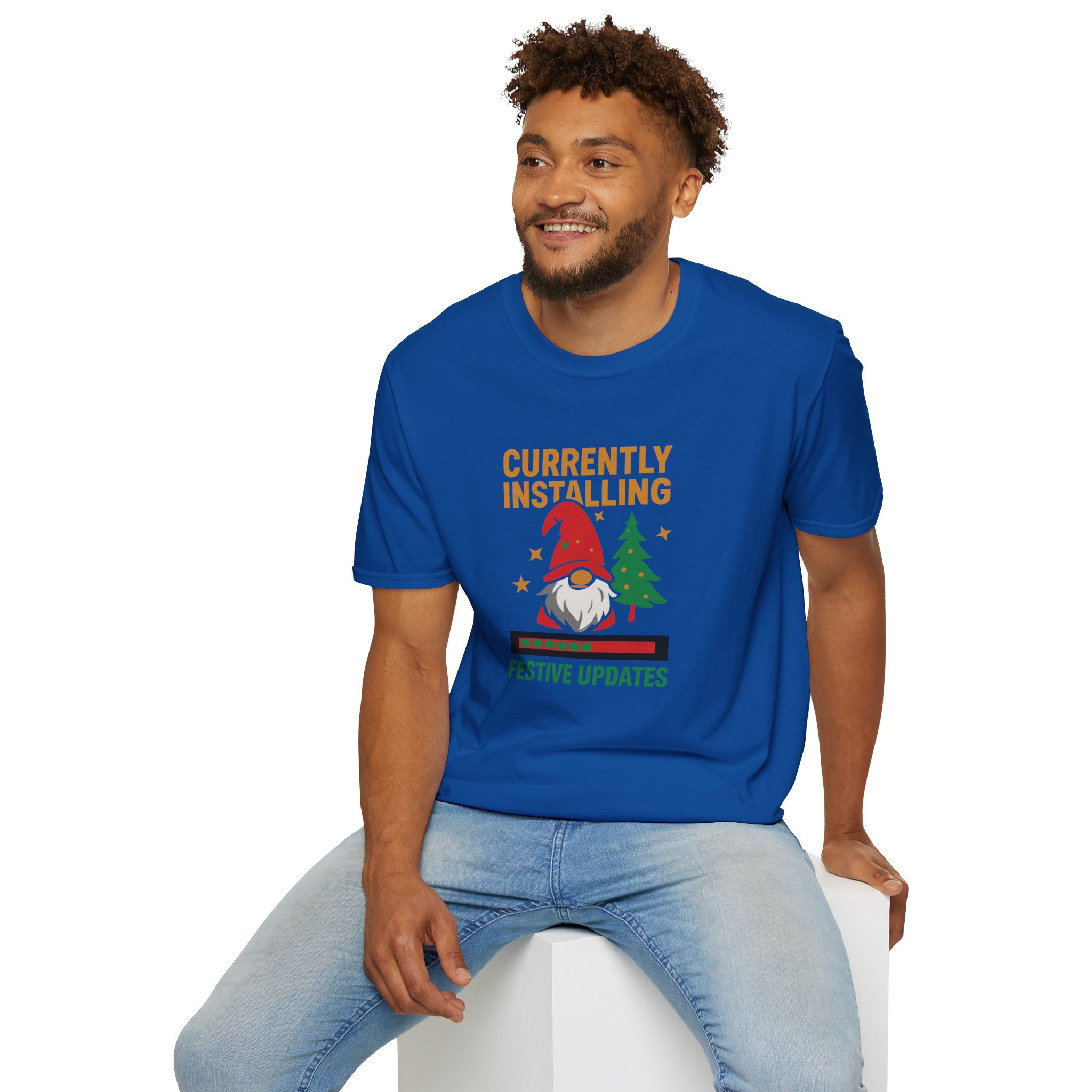 Currently Installing Festive Updates Christmas T-Shirt Holiday Gnome Tee