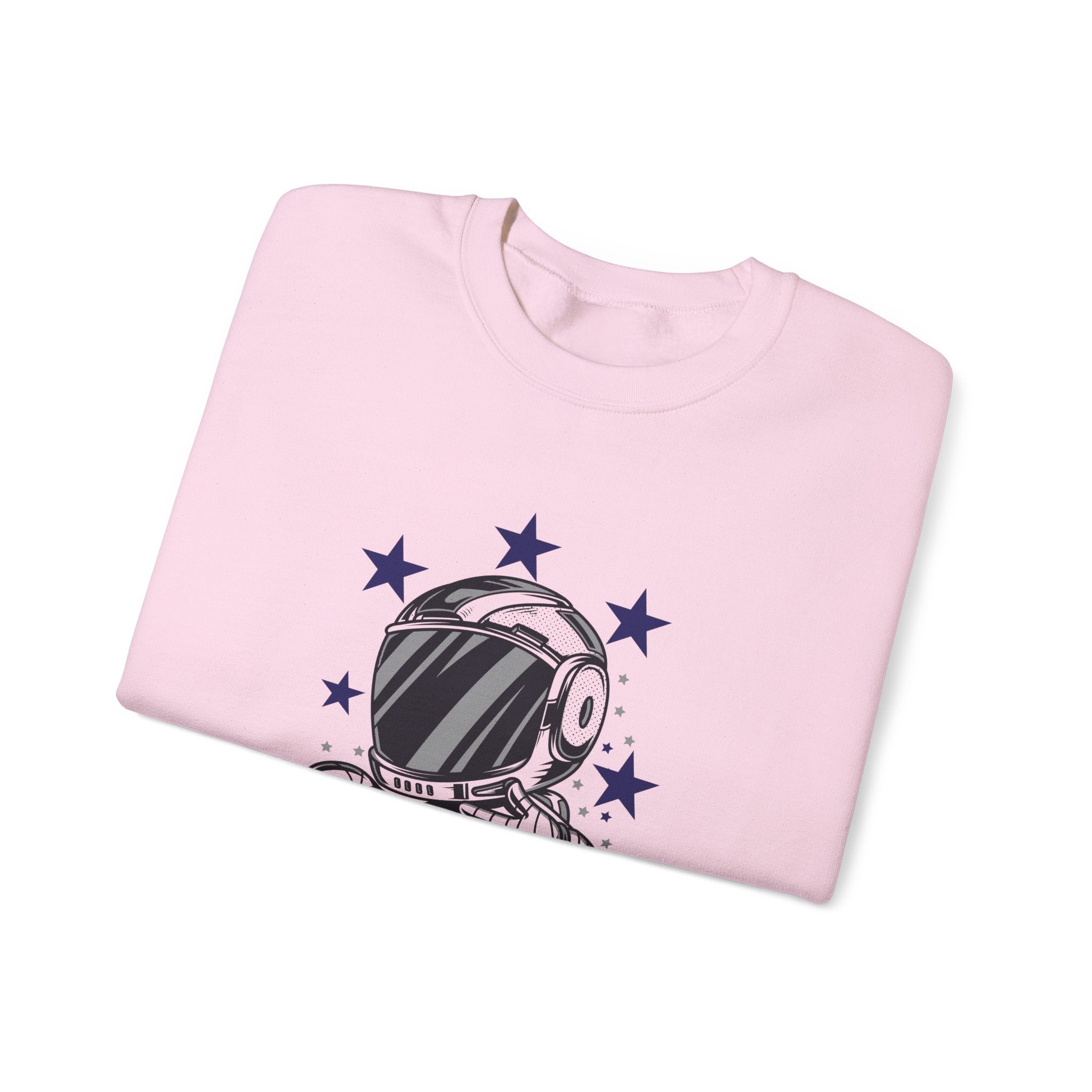 Astronaut Riding Scooter Crewneck Sweatshirt Retro Space Biker Graphic