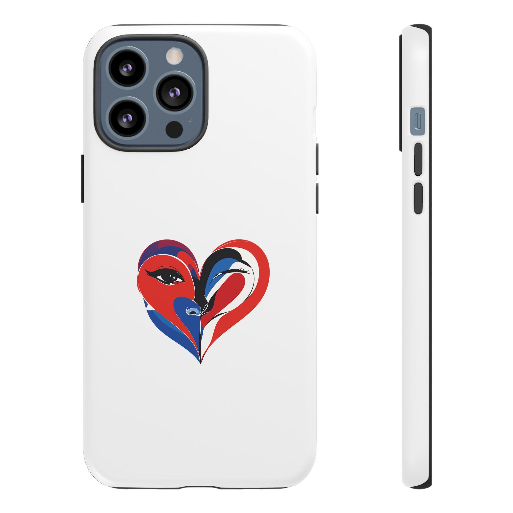 Heart Face Phone Case Red & Blue Abstract Love Design