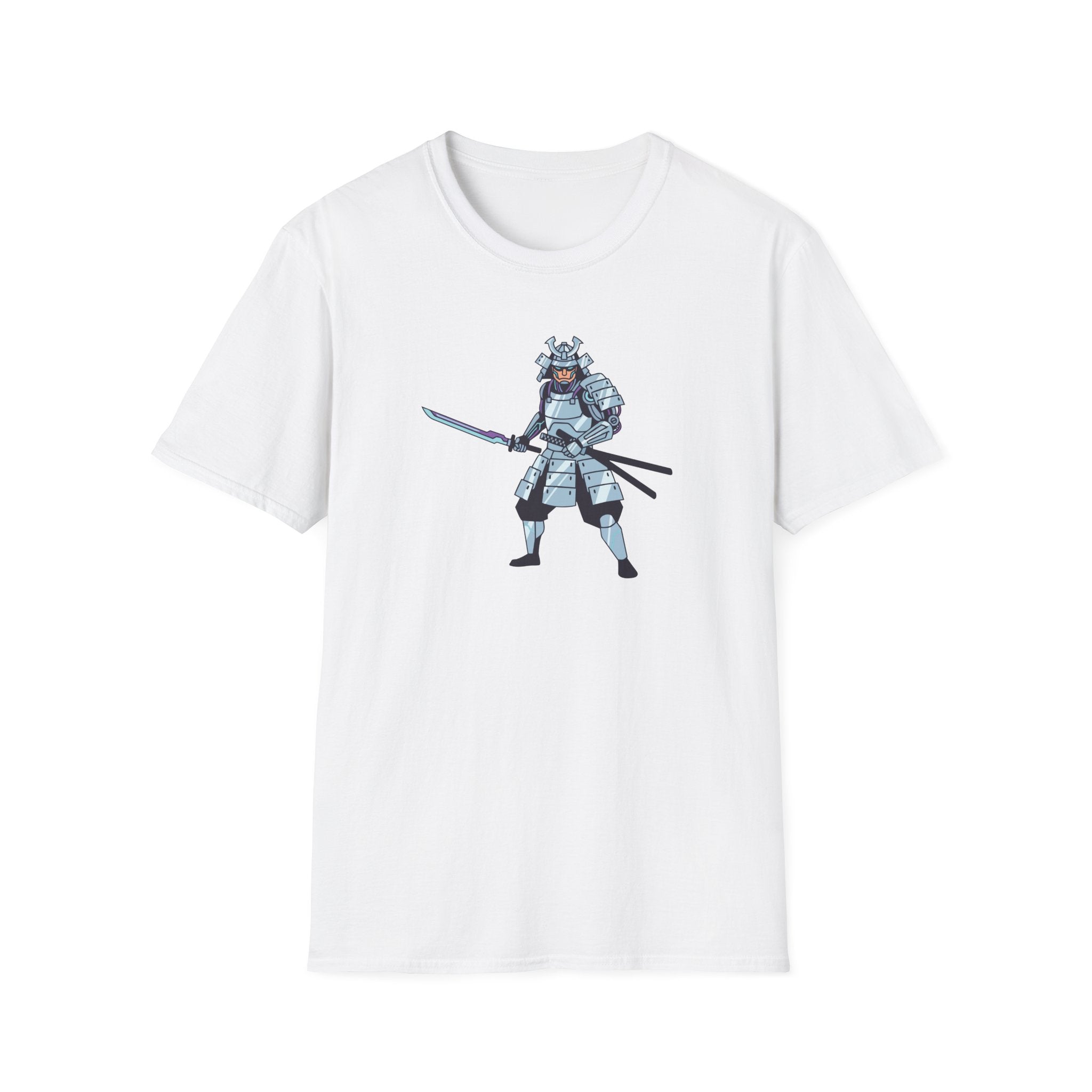 Samurai Warrior T-Shirt Vintage Blue Armor Kanji-Inspired Tee