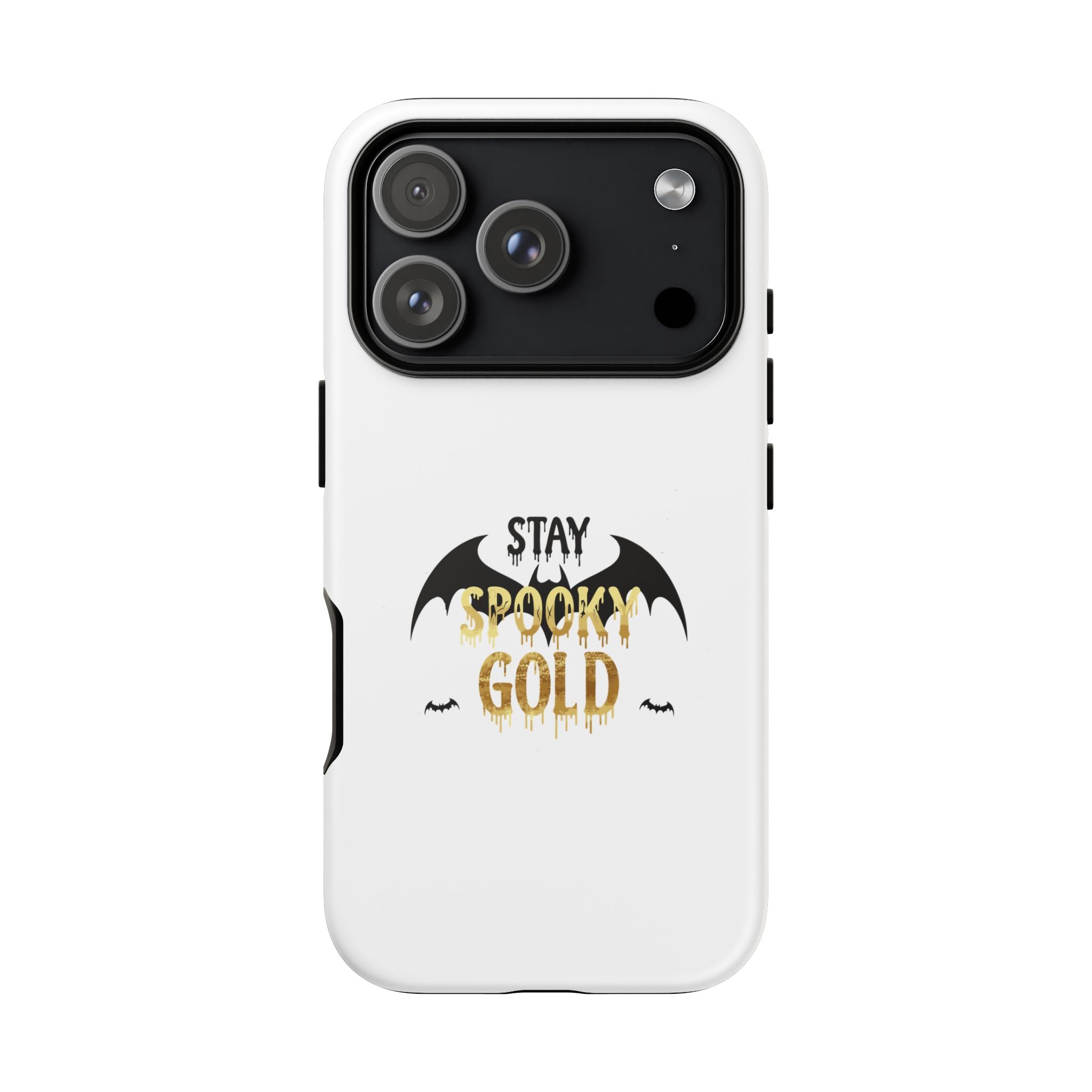 Stay Spooky Gold Phone Case Halloween Bat Design