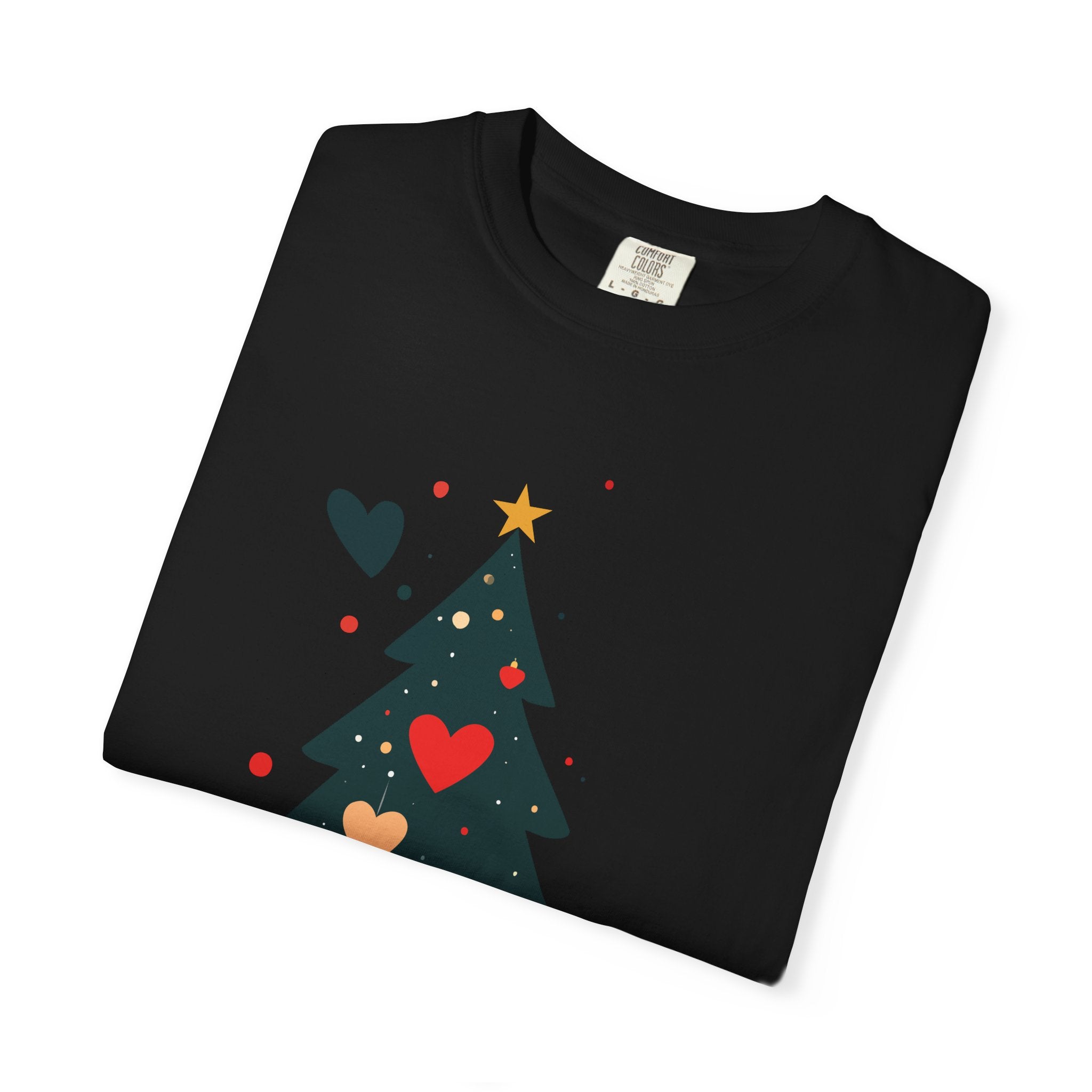 Christmas Tree Hearts T-Shirt — Cute Holiday Tree with Hearts Graphic
