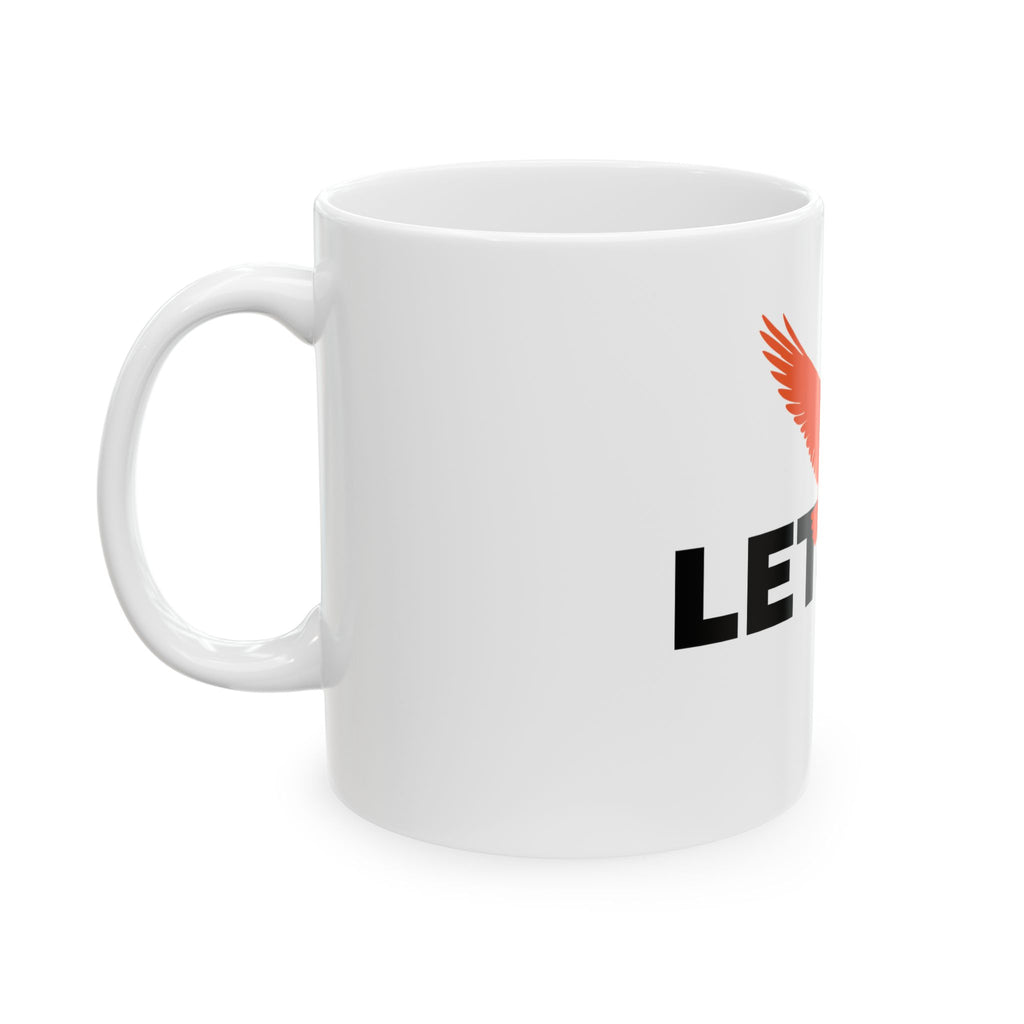 Let’s Fly Ceramic Mug — Orange Eagle Coffee Cup (11oz & 15oz)
