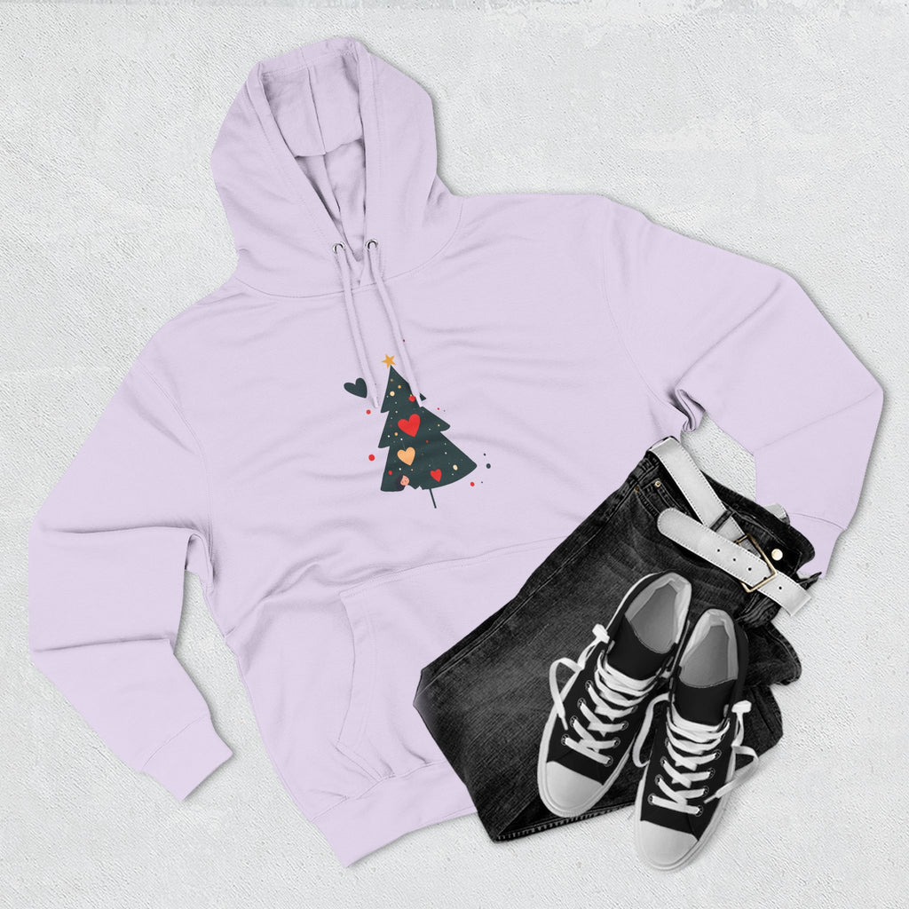 Christmas Tree Heart Hoodie – Cute Minimal Holiday Fleece Hoodie