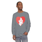 Heart Portrait Long Sleeve Tee — Romantic Red Lady Graphic