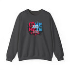 Crewneck Sweatshirt 'Love and Less Hate' Graffiti Heart Design