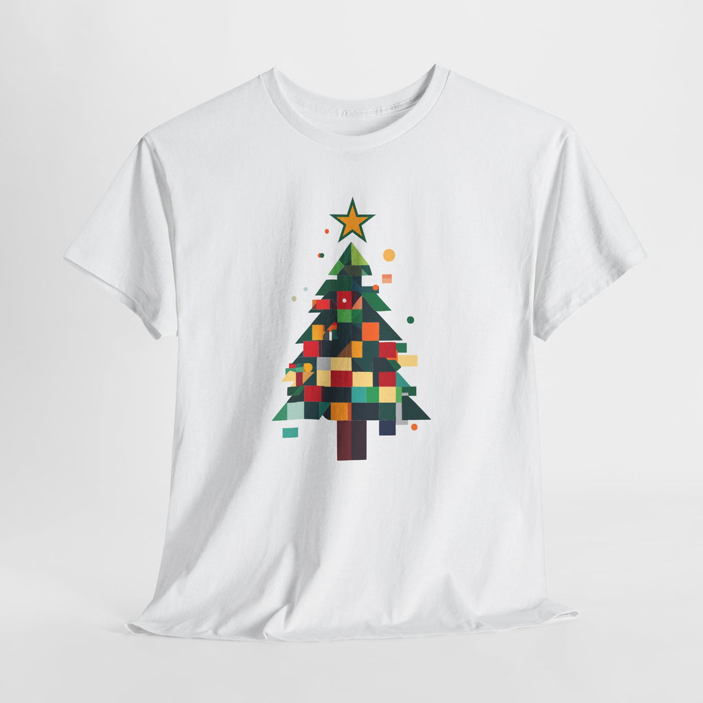 Christmas Tree Graphic Tee Modern Pixelated Holiday T-Shirt
