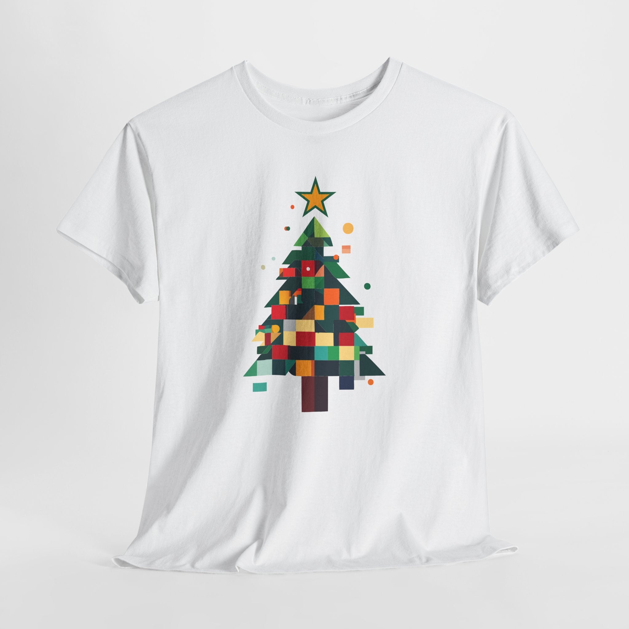 Christmas Tree Graphic Tee Modern Pixelated Holiday T-Shirt