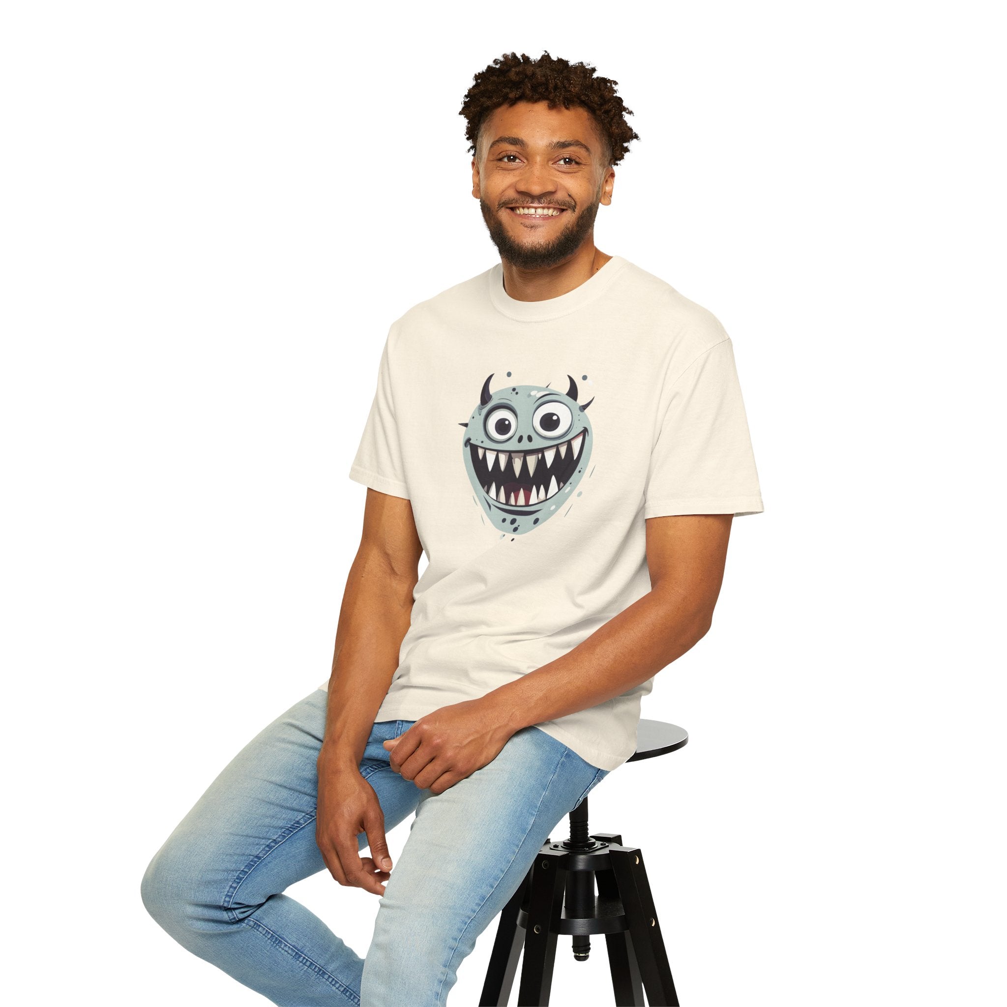 Monster Face T-Shirt Funny Creepy Grinning Monster Graphic Tee