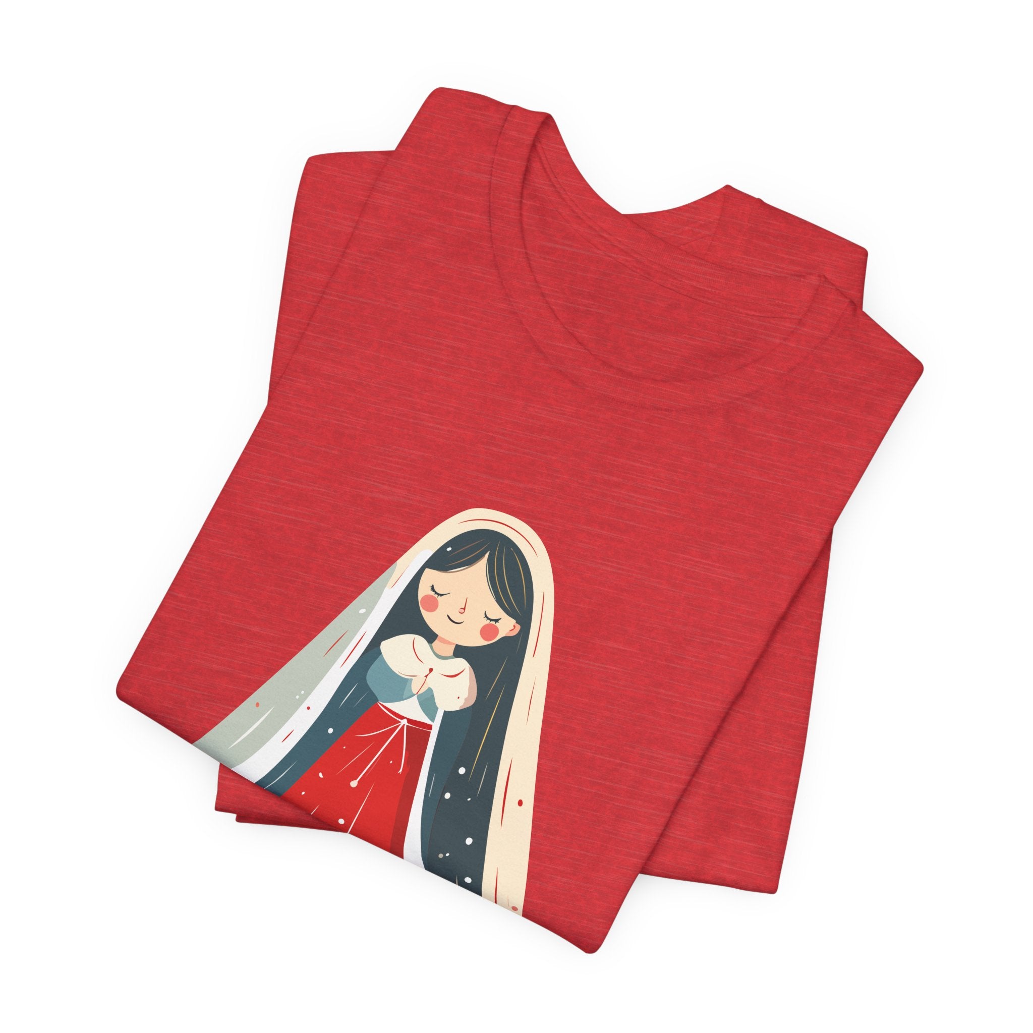 Virgin Mary Illustration Tee — Cute Nativity T-Shirt
