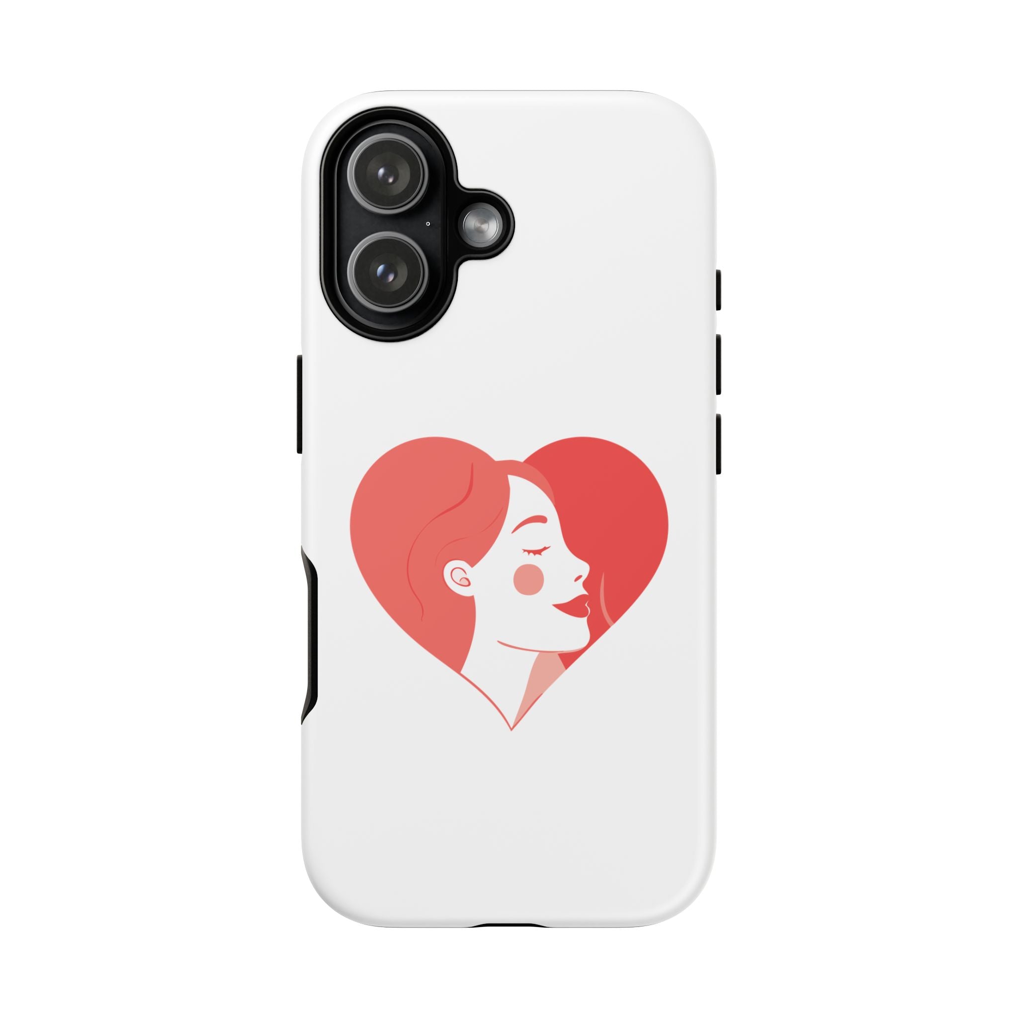 Phone Case — Minimal Heart Portrait Protective Tough Case (Pink Girly Love Design)