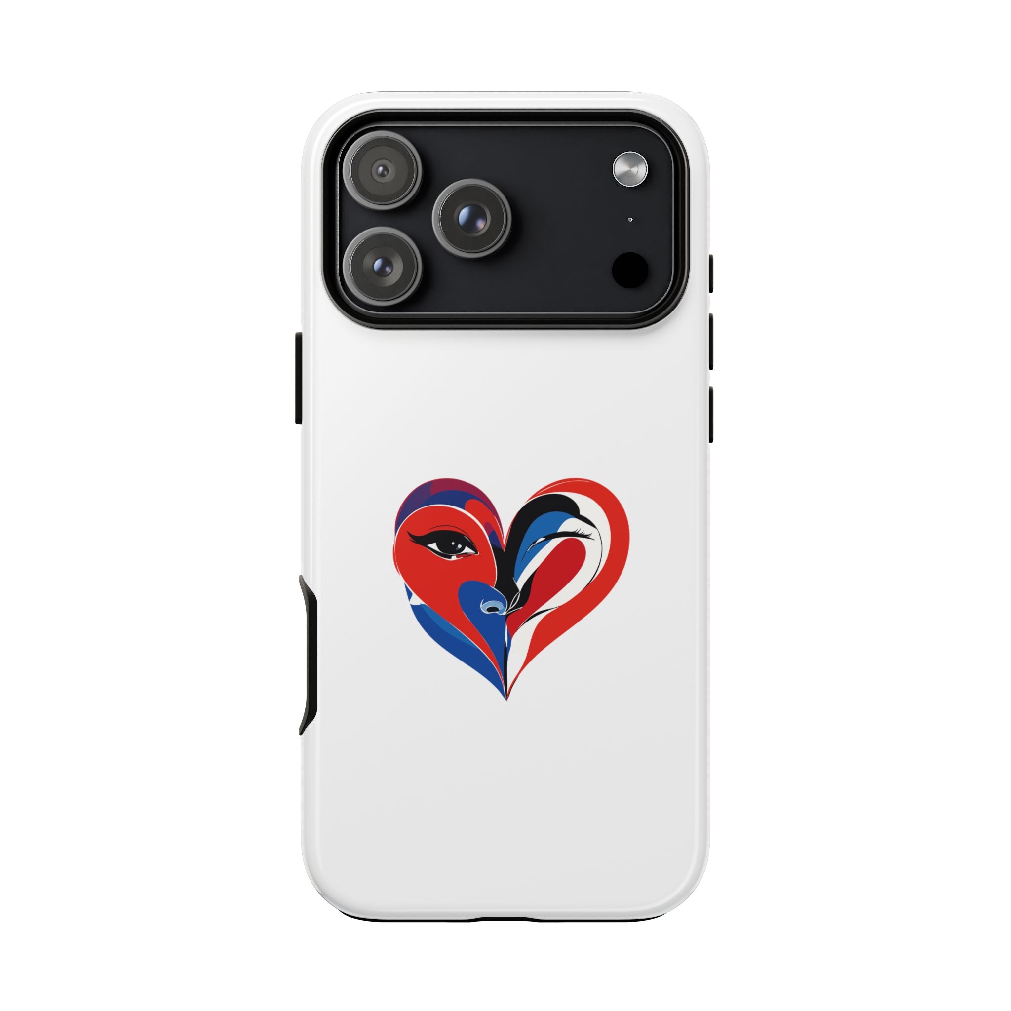 Heart Face Phone Case Red & Blue Abstract Love Design